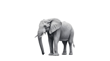 Fototapeta premium Majestic Elephant in Monochrome: A striking monochrome photograph captures the imposing presence of an elephant, showcasing its textured skin, expressive features, and powerful stance.