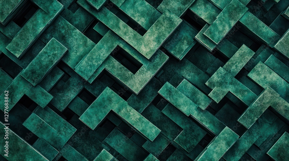 Poster a textured design featuring abstract green shapes arranged in a mesmerizing pattern, perfect for bac