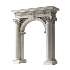 Naklejka premium Highly detailed, intricately carved classic column arch standing upright, centered and symmetrically positioned on a pristine, pure white background, devoid of any shadows or extraneous elements