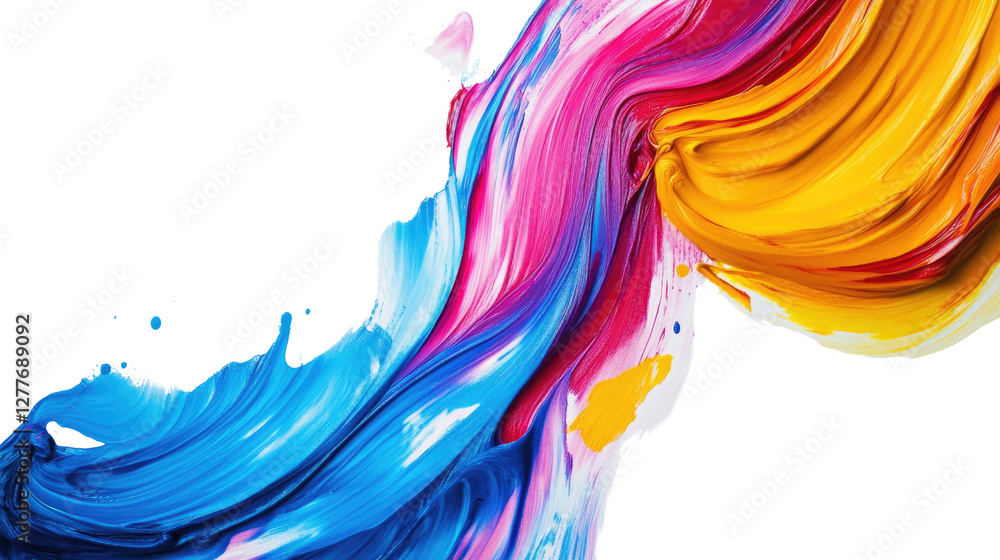 Poster vibrant paint strokes: a dynamic display of colorful paint strokes swirling together creating a vivi