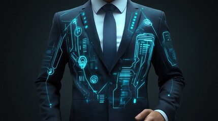 Futuristic Businessman, Technology and Innovation in the Modern Workplace