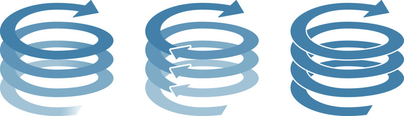 Set of arrows rising in a spiral, twisting, helix