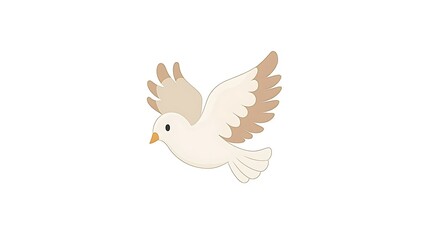 Obraz premium Adorable Cartoon Dove in Flight, Symbol of Peace and Hope.