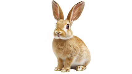 Brown rabbit poses on white backdrop