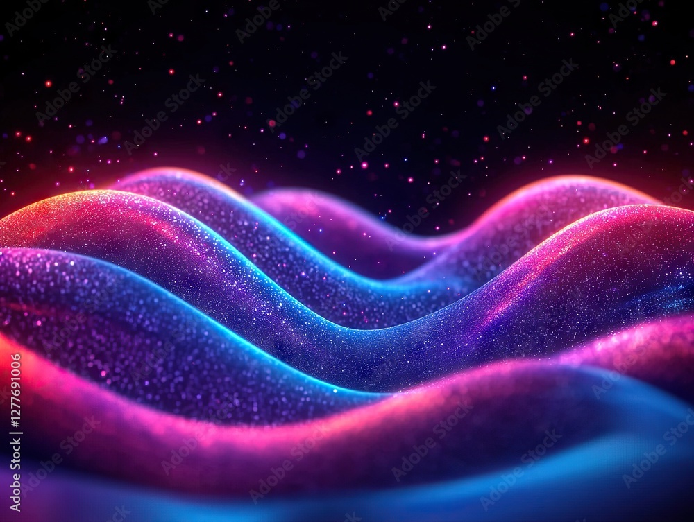 Poster dynamic waves of light and color abstract space digital art futuristic environment close-up visual h