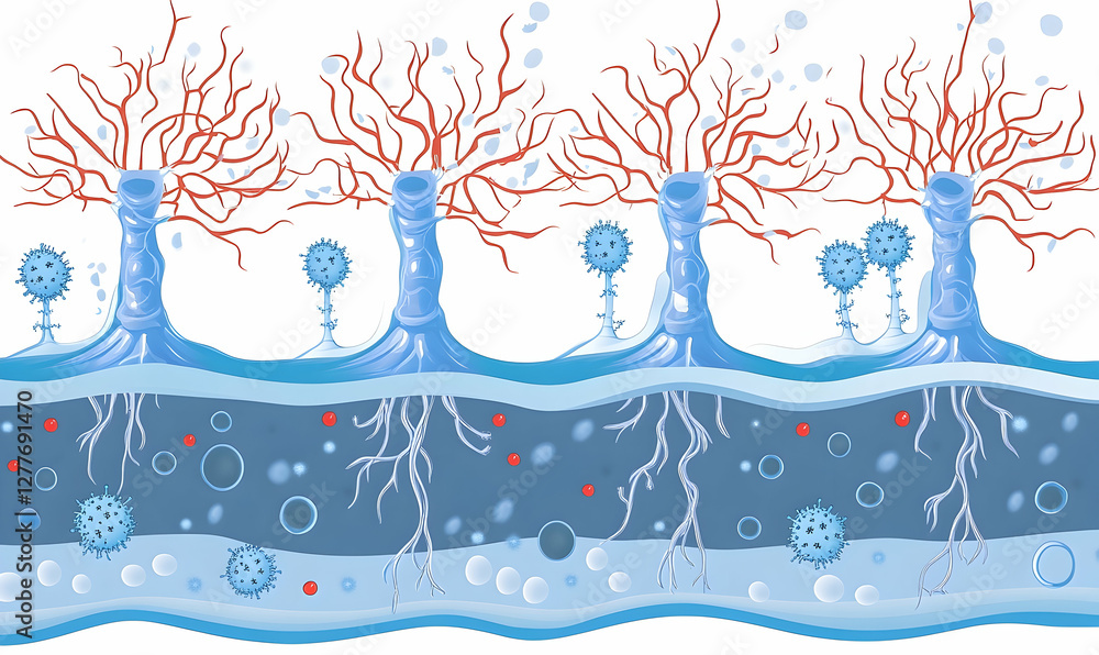 Poster exploring the complex interactions of microbial life forms