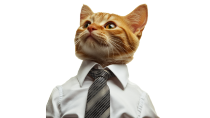 Cat dressed in a business suit poses confidently