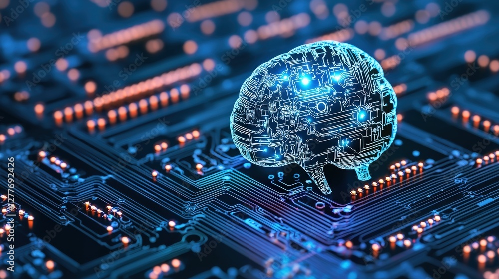 Poster digital brain representing artificial intelligence concept