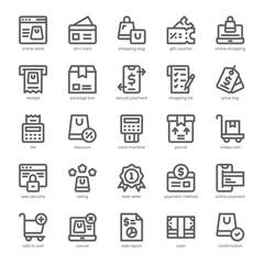 Shopping Checkout Icon pack for your website, mobile, presentation, and logo design. Shopping Checkout Icon outline design. Vector graphics illustration and editable stroke.