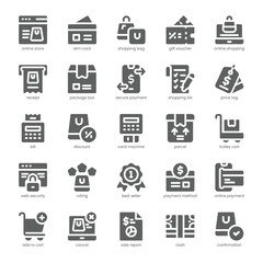 Shopping Checkout Icon pack for your website, mobile, presentation, and logo design. Shopping Checkout Icon solid design. Vector graphics illustration and editable stroke.