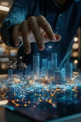 Obraz premium Digital City Model with 3D Visualization and Data Analysis