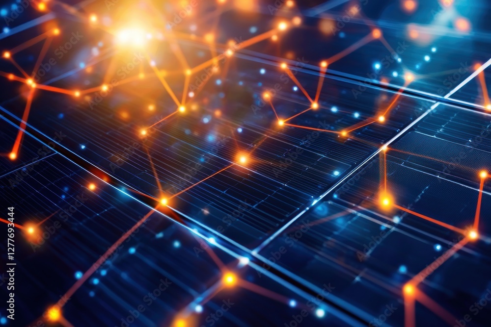 Aufkleber abstract technology background with glowing network connections and futuristic data transmission lin
