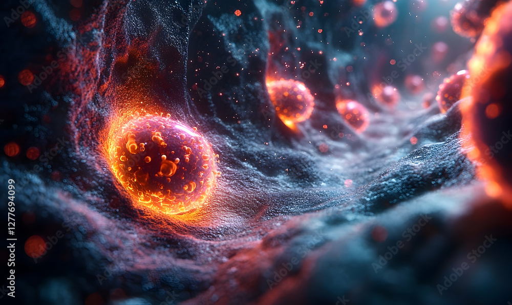 Poster exploring the intricate world of cellular structures and activity
