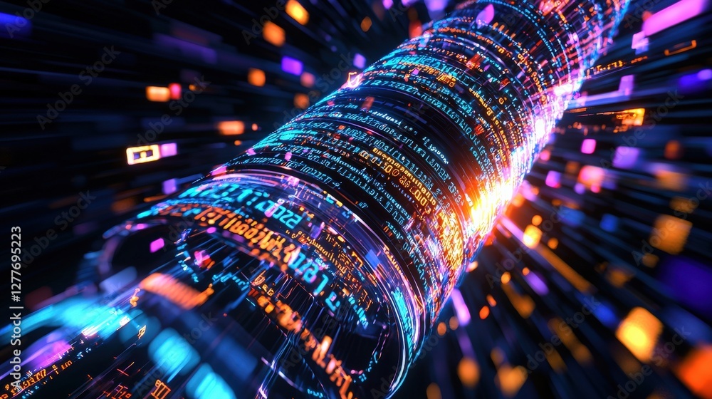 Poster digital data burst in abstract technology scene