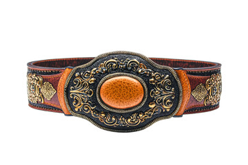 Ornate western style belt with luxury buckle