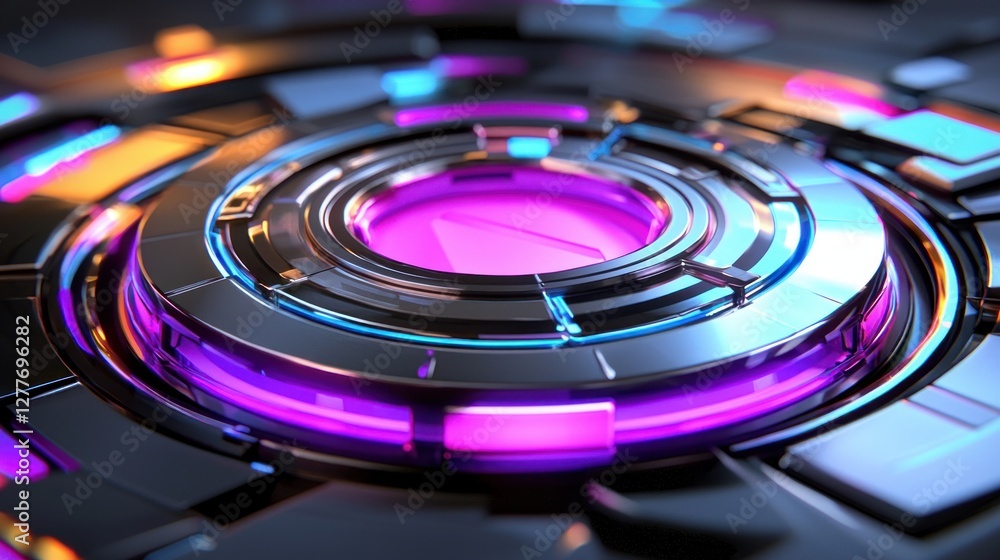 Aufkleber futuristic technology core with glowing neon lights abstract digital innovation and data visualizati