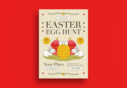 Cream Vintage Aesthetic Easter Egg Hunt Flyer Layout