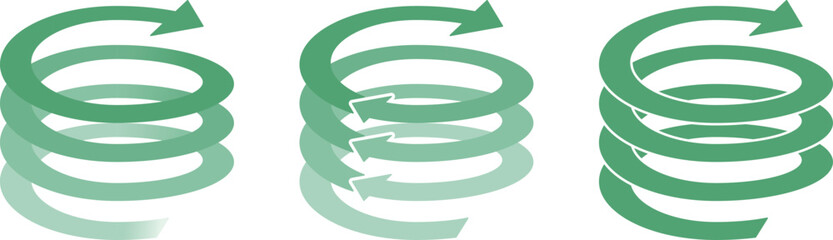 Set of arrows rising in a spiral, twisting, helix