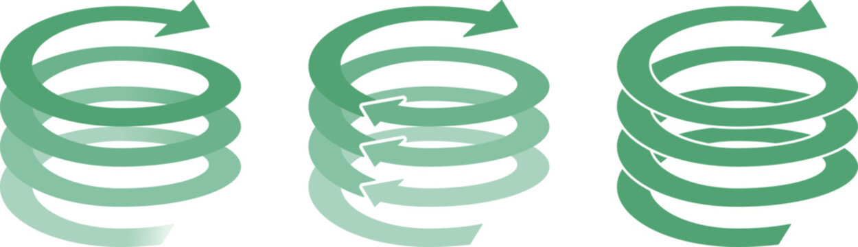 Set of arrows rising in a spiral, twisting, helix