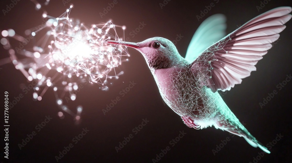 Poster ai hummingbird data network innovation technology generative art