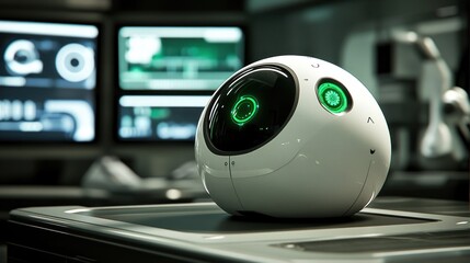 Fototapeta premium Futuristic Robot Sphere in Tech Lab
