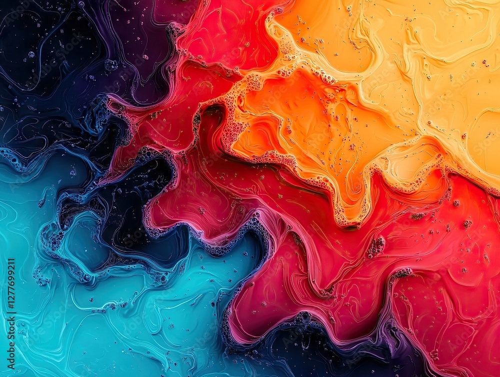 Poster vibrant abstract fluid art creation digital space high-resolution image colorful swirls artistic per