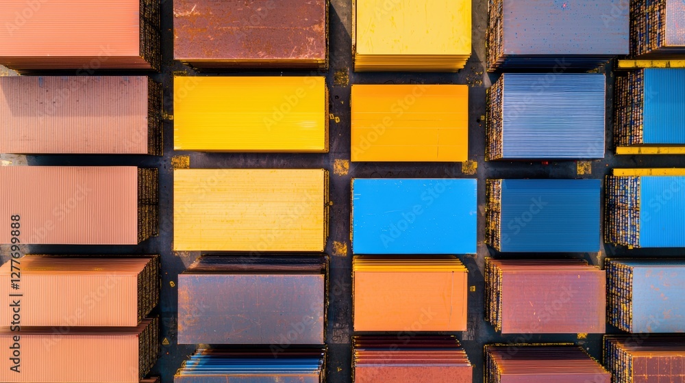 Poster a vibrant arrangement of colored blocks showcases a variety of hues, creating a striking visual patt