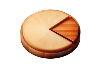 A stylized pie chart with a slice removed, representing data visualization.