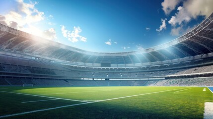 A cutting-edge modern stadium design, blending sleek aesthetics with functionality,