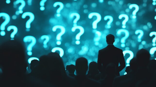 Audience seeks answers in a question-filled space.