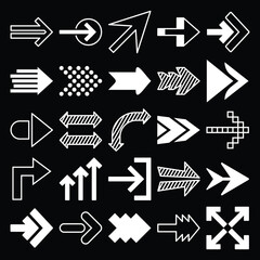 Set of arrow vector on dark background