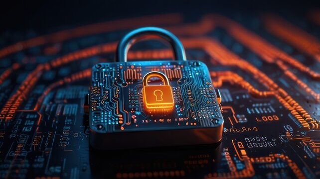 Digital Lock Symbolizing Cybersecurity and Data Encryption