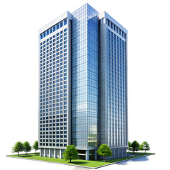 modern office building isolated on transparent white background, clipping path
