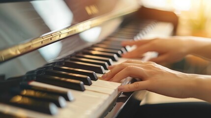 Obraz premium A dedicated professional female pianist, delivering a flawless performance,