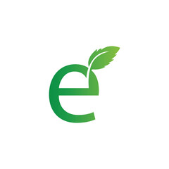 E Leaf Letter Logo Design