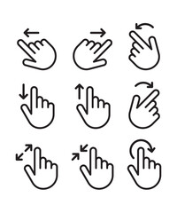 Touch gesture vector line icon set stock illustration