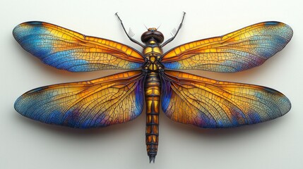 Stunning Dragonfly with Vibrant  Iridescent Wings  Detailed Macro Photography