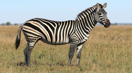 Naklejka premium Majestic Zebra in African Savanna Grassland Wildlife Photography