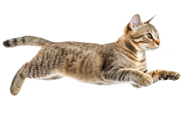 Cat leaps gracefully in mid air during playtime