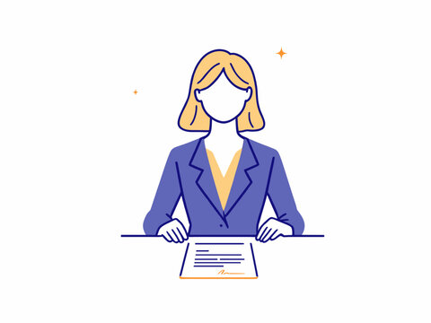 businesswoman in blue suit with document clip art preview