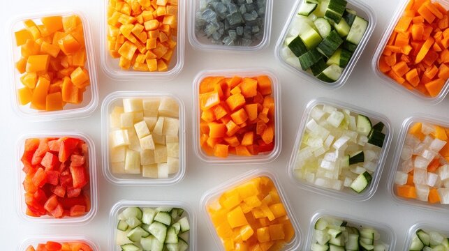 Colorful Chopped Vegetables in Containers: A Vibrant and Healthy Meal Prep