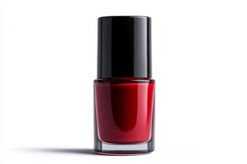 Red Nail Polish Bottle on White - Red nail polish bottle with black cap, isolated on white background. Symbolizing beauty, fashion, , elegance, and self-care