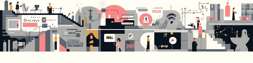 Abstract illustration depicting a modern workplace environment