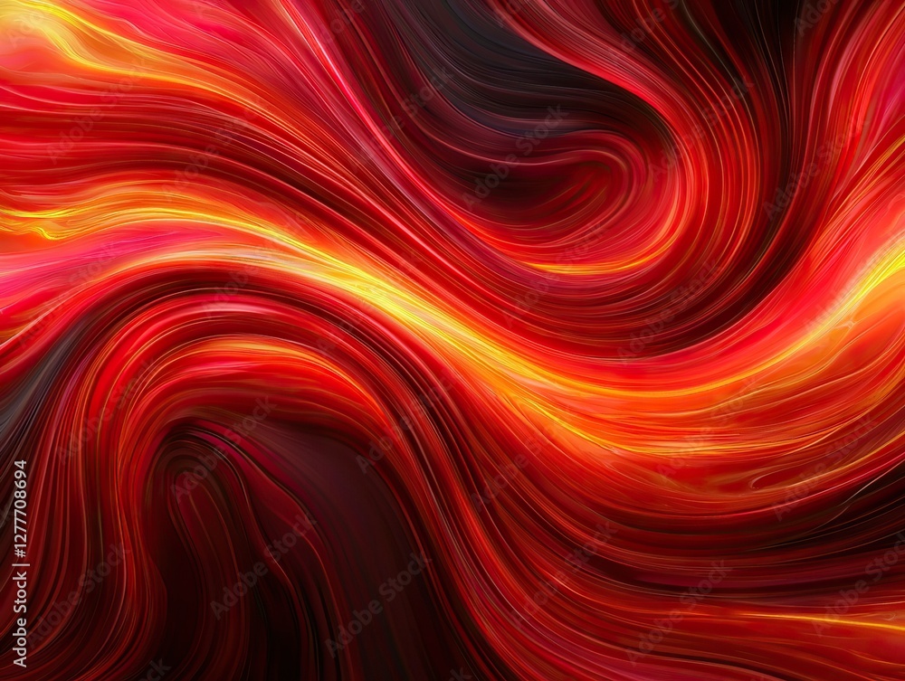 Aufkleber dynamic flowing red and yellow abstract art digital creation vibrant environment high-contrast viewp