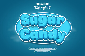 Sugar candy editable text effect with cloud background and blue background