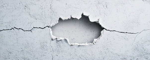 Obraz premium Cracked Wall Surface with Missing Plaster Exposing Underlying Material in a Textured Background
