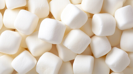 Pile of Cube Marshmallows: A delightful pile of cube-shaped marshmallows, presenting a soft and tempting treat, perfect for sweets, snacks, or beverages.