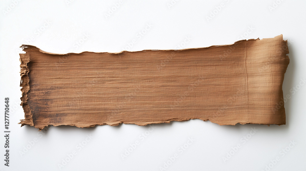 Poster burned scroll on white background: this image features a scroll made of a weathered material, partia