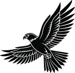 Obraz premium Hawk in Majestic Flight Vector Silhouette with Powerful Wing Span