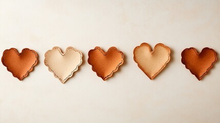 Obraz premium Collection of vintage-inspired Valentine's cards with lace borders, intricate heart cut-outs, warm sepia hues, isolated white backdrop